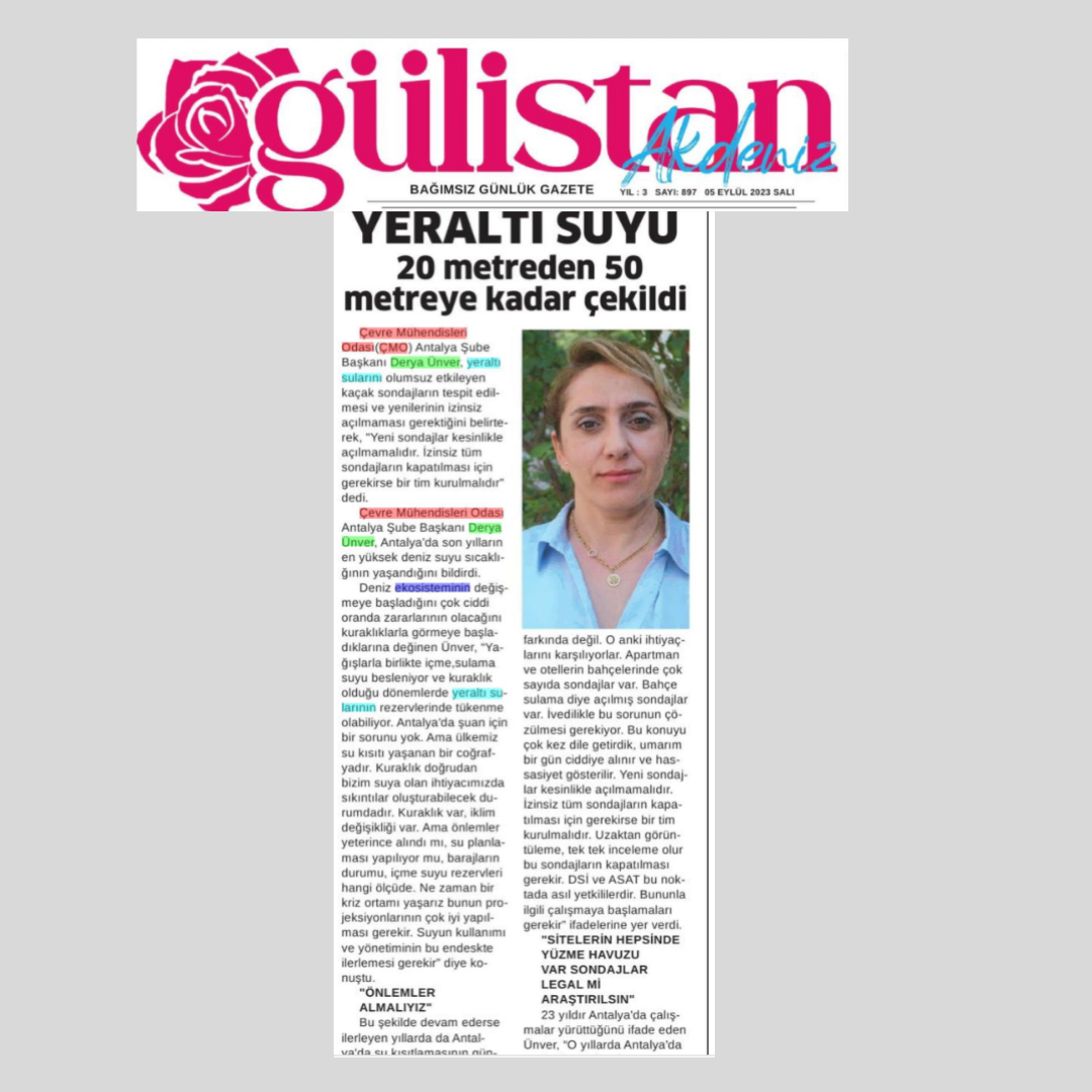 YERALTI SULARI ÇEKİLDİ