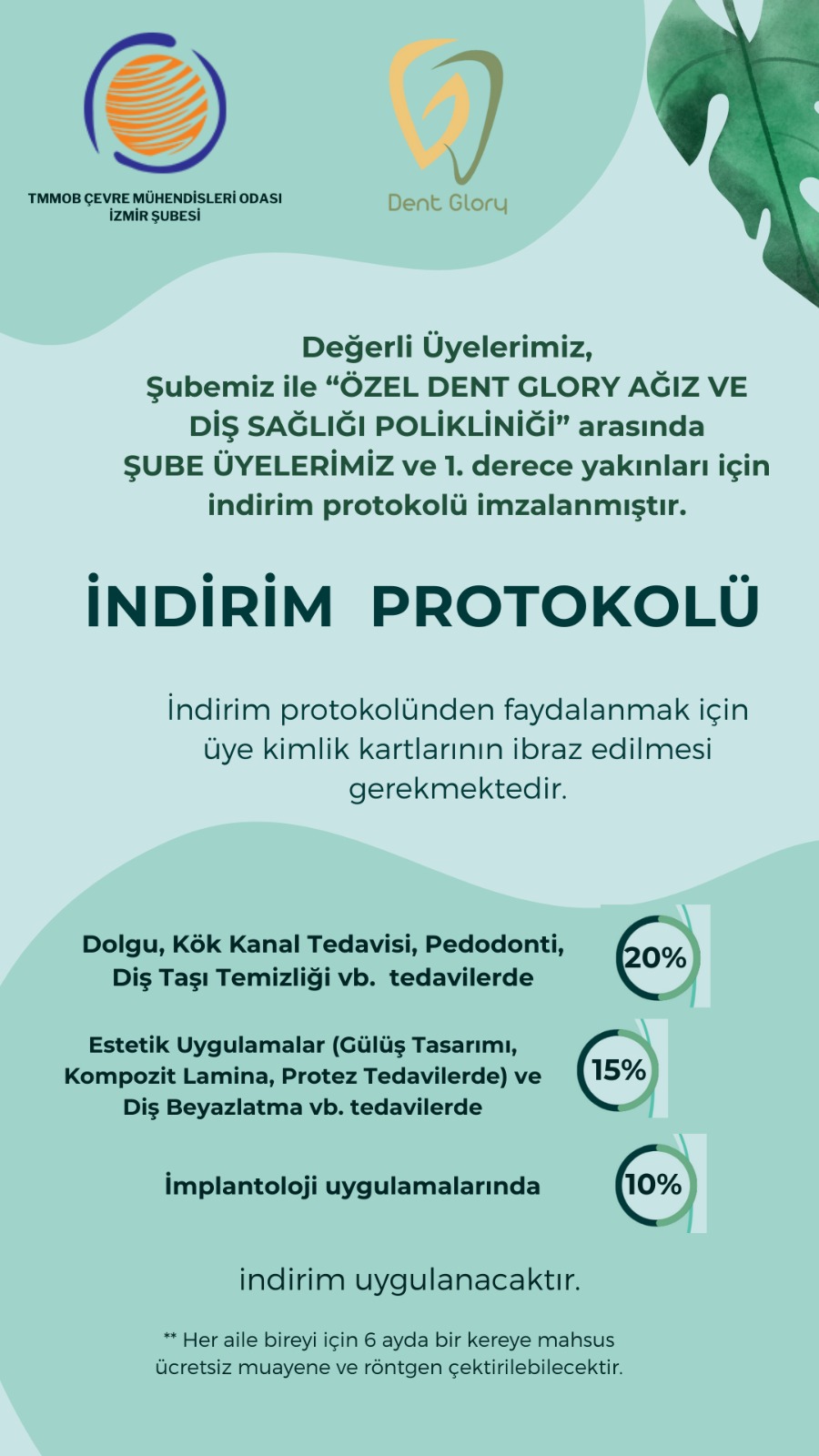 ÖZEL DENT GLORY AĞIZ VE DİŞ SAĞLIĞI POLİKLİNİĞİ İLE İNDİRİM PROTOKOLÜ İMZALADIK.