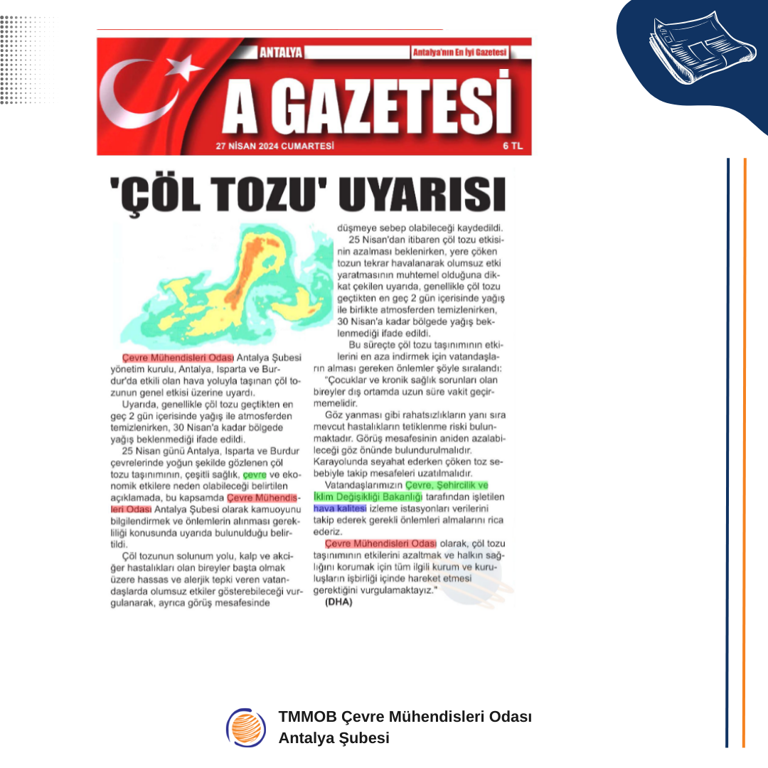 ''ÇÖL TOZU'' UYARISI BASIN AÇIKLAMASI 