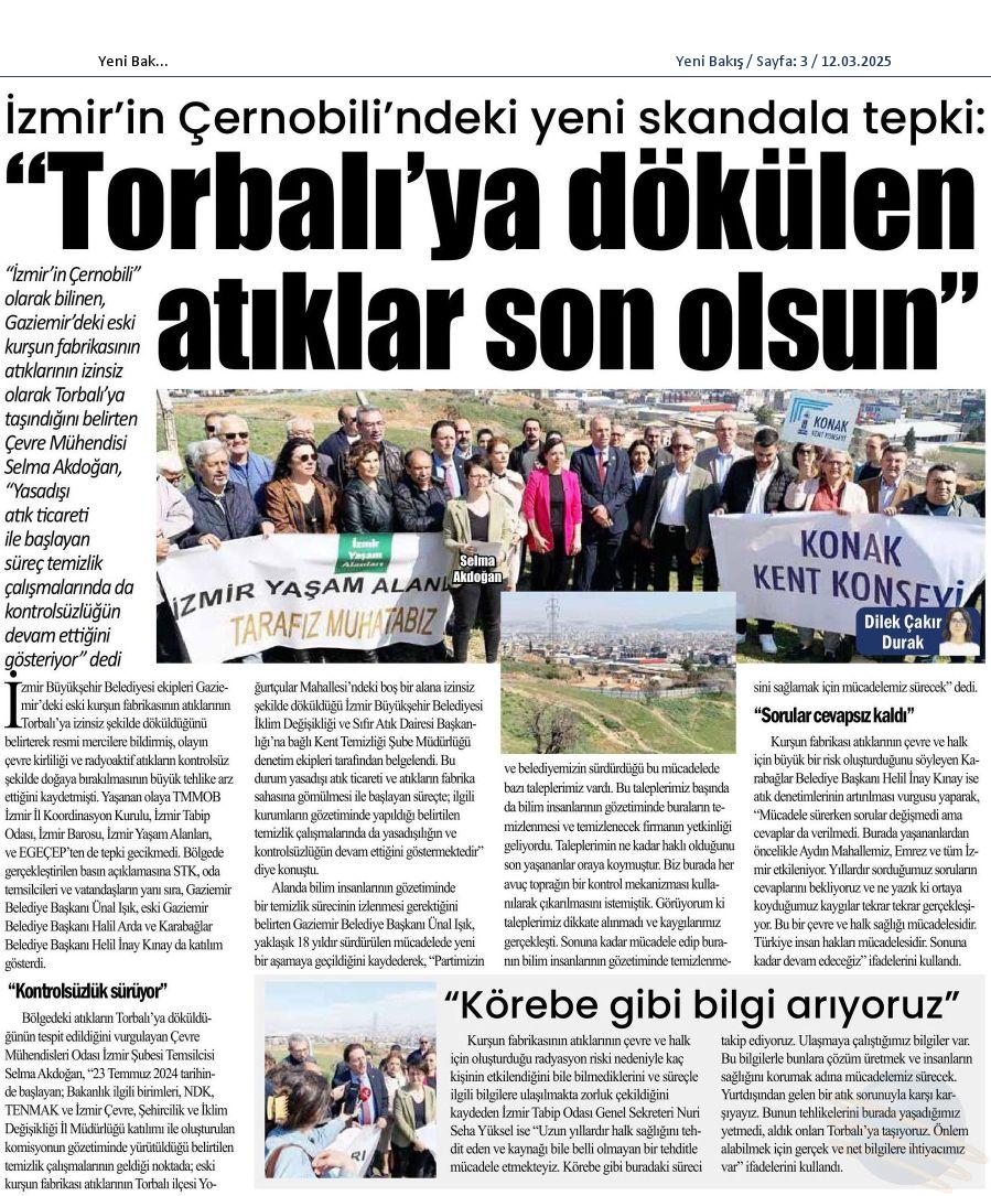 GAZİEMİR NÜKLEER ATIKLARINA İLİŞKİN BASINDA ŞUBEMİZ