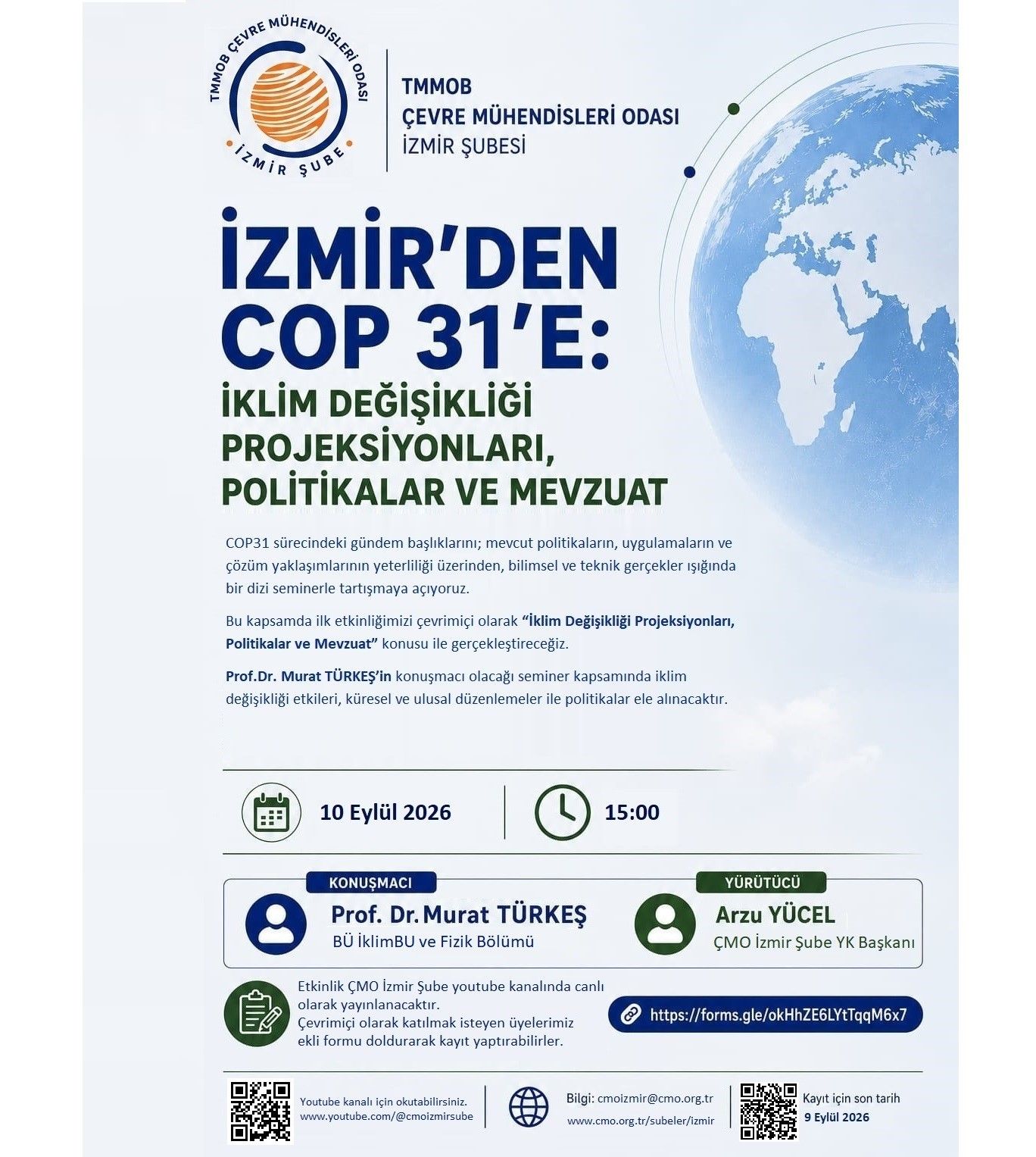 İZMİR’DEN COP 31'E: İKLİM DEĞİŞİKLİĞİ PROJEKSİYONLARI, POLİTİKALAR VE MEVZUAT