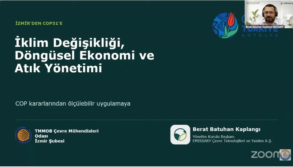 İZMİR’DEN COP31’E ETKİNLİK DİZİMİZİN ÜÇÜNCÜSÜNÜ “İKLİM DEĞİŞİKLİĞİ, DÖNGÜSEL EKONOMİ VE ATIK YÖNETİMİ” KONUSU İLE GERÇEKLEŞTİRDİK.