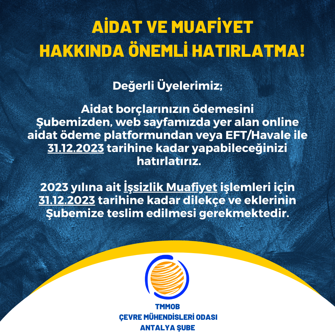 Aidat ve Muafiyet Hk. Duyuru