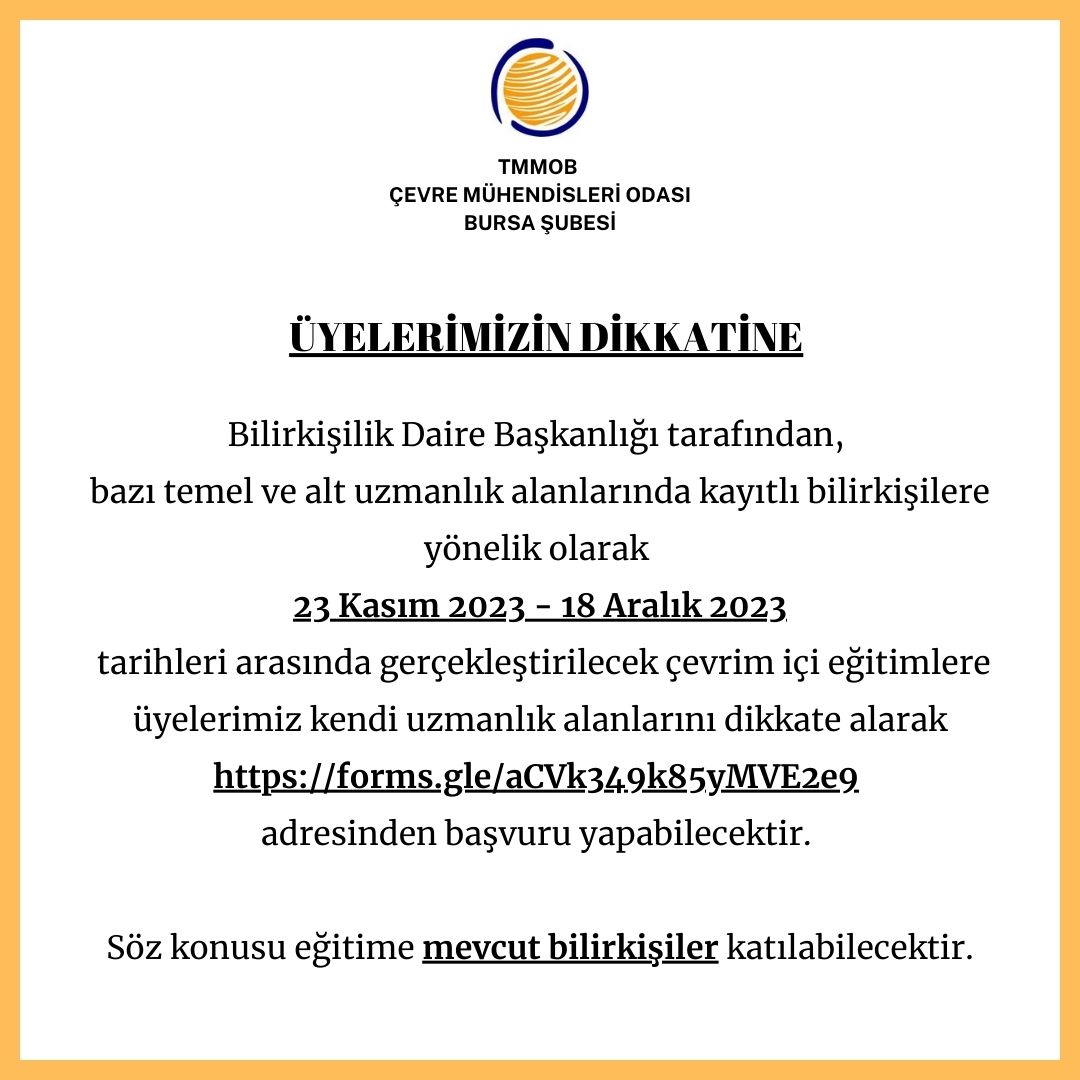 BİLİRKİŞİLİK EĞİTİMLERİ HAKKINDA DUYURU