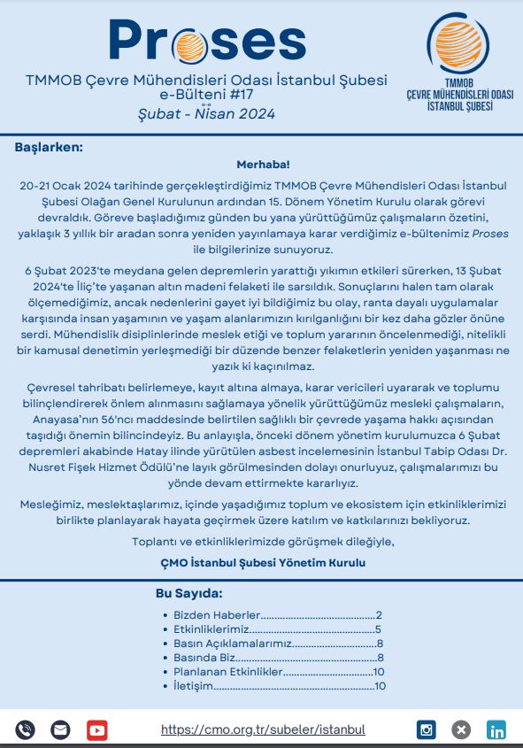 Şube dergimiz Proses'in  17. Sayısı yayında 