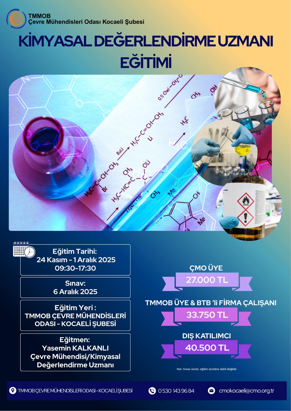KİMYASAL DEĞERLENDİRME UZMANI EĞİTİMİ  (YÜZYÜZE)