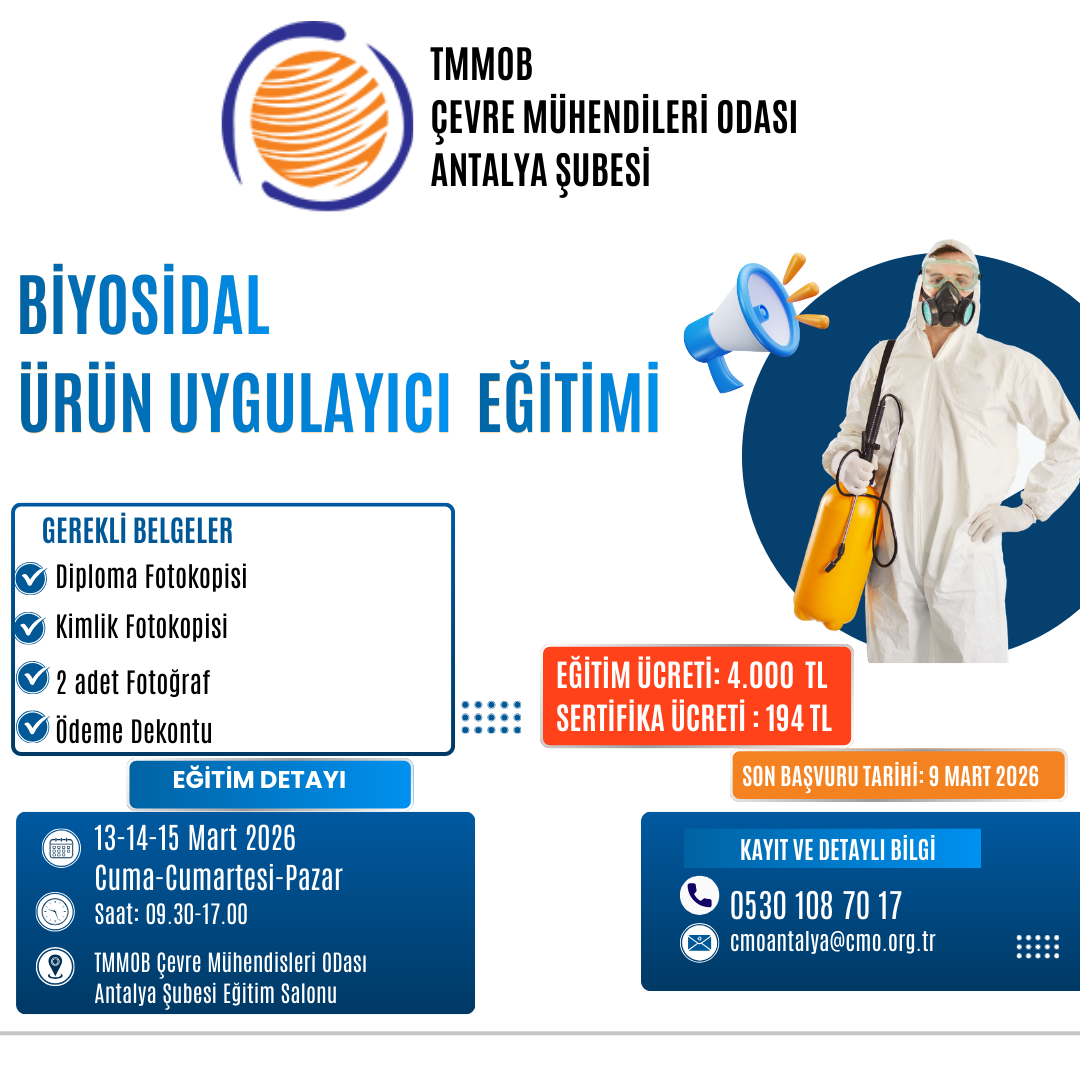 BİYOSİDAL ÜRÜN UYGULAYICI EĞİTİMİ DUYURUSU