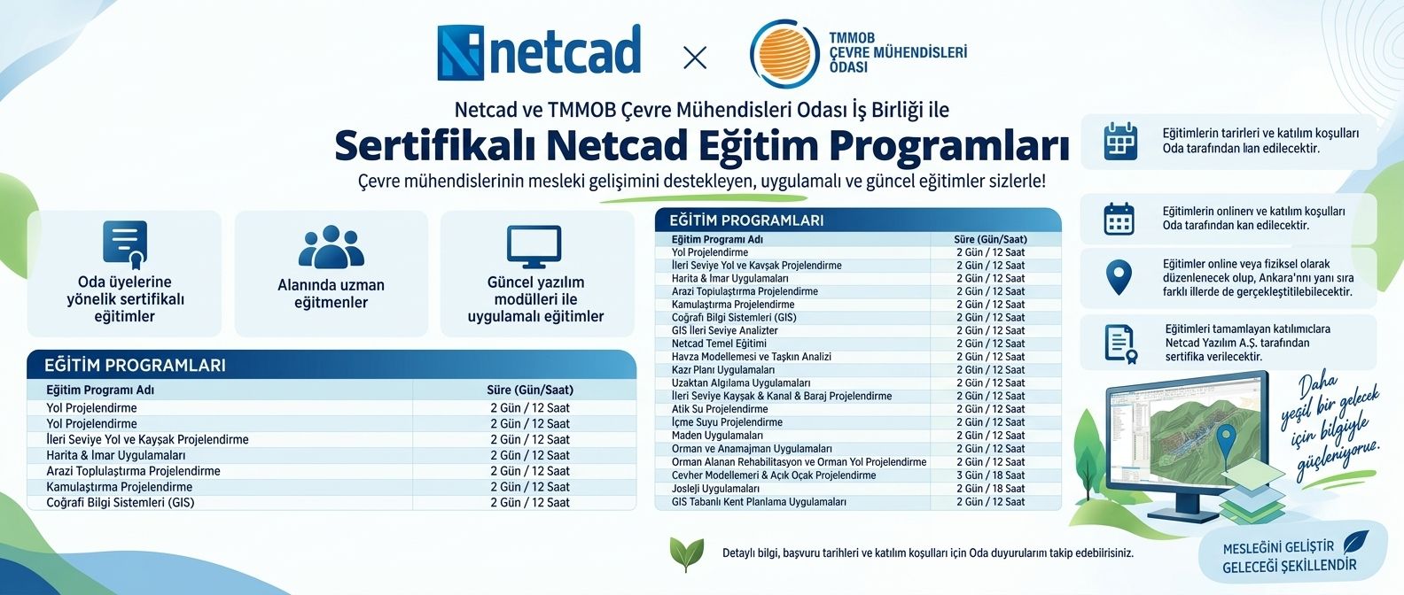 TMMOB Çevre Mühendisleri Odası ve Netcad İş Birliğiyle Sertifikalı Netcad Eğitimleri Başlıyor