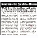 MÜHENDİSLERDEN ÇERNOBİL AÇIKLAMASI(SAKARYA HALK GAZETESİ)