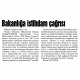 BAKANLIĞA İSTİHDAM ÇAĞRISI(AKDENİZ YENİ YÜZYILGAZETESİ)