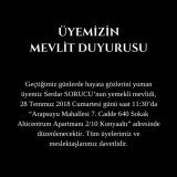 ÜYEMİZİN MEVLİT DUYURUSU