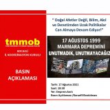 17 AGUSTOS MARMARA DEPREMİ BASİN ACİKLAMASİ