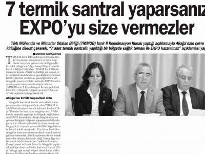 TMMOB İZMİR İKK: YAŞAMA SAHİP ÇIKIYORUZ SAĞLIKLI BİR ÇEVREDE YAŞAMAK İSTİYORUZ