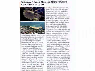 YENİKAPI`DA İSTANBUL METROPOLÜ MİTİNG VE GÖSTERİ ALANI ÇALIŞMALARI BAŞLADI(YAPI DERGİSİ)