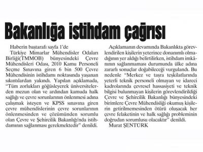 BAKANLIĞA İSTİHDAM ÇAĞRISI(AKDENİZ YENİ YÜZYILGAZETESİ)