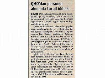 ÇMO`DAN PERSONEL ALIMINDA TORPİL İDDİASI(BİRGÜN GAZETESİ)