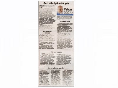 GERİ DÖNÜŞÜ ARTIK YOK-YALÇIN DOĞAN(HÜRRİYET GAZETESİ)