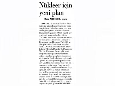 NÜKLEER İÇİN YENİ PLAN(EVRENSEL GAZETESİ)