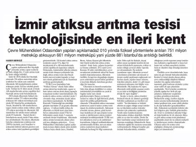 İZMİR ATIKSU ARITMA TESİSİ TEKNOLOJİSİNDE EN İLERİ KENT(HÜRSES GAZETESİ)