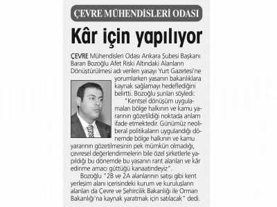 ``KAR İÇİN YAPILIYOR``YURT GAZETESİ)