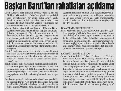 BAŞKAN BARUT`TAN RAHATLATAN AÇIKLAMAANTALYA HİLAL GAZETESİ)