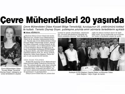 ÇEVRE MÜHENDİSLERİ 20 YAŞINDA(DEMOKRAT KOCAELİ GAZETESİ)