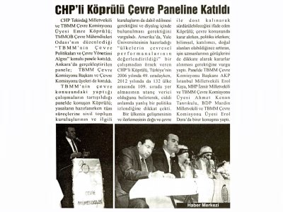 CHP`Lİ KÖPRÜLÜ ÇEVRE PANELİNE KATILDI(AVRUPA YAKASI GAZETESİ)