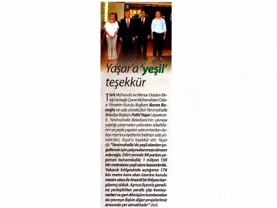 YAŞAR`A YEŞİL TEŞEKKÜR(CUMHURİYET GAZETESİ ANKARA EKİ)