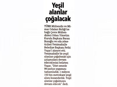 YEŞİL ALANLAR ÇOĞALACAK(HÜRRİYET GAZETESİ ANKARA EKİ)