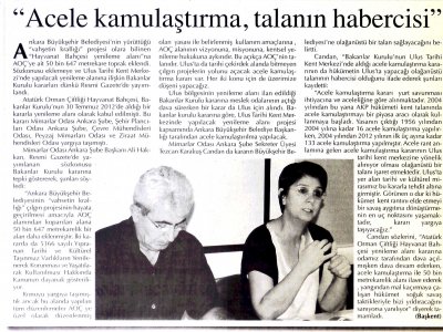 `ACELE KAMULAŞTIRMA, TALANIN HABERCİSİ`(ANKARA BAŞKENT GAZETESİ)