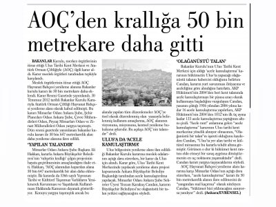 AOÇ`DEN KRALLIĞA 50 BİN METREKARE DAHA GİTTİ(EVRENSEL GAZETESİ)