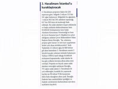 3. HAVALİMANI İSTANBUL`U KURAKLAŞTIRACAK(YAPI DERGİSİ)