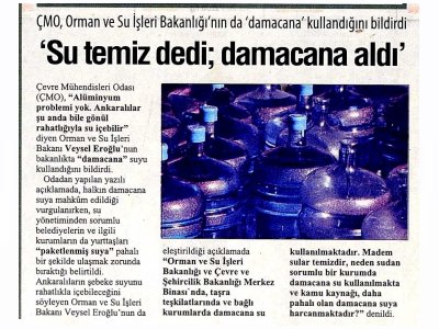 SU TEMİZ DEDİDAMACANA ALDI(CUMHURİYET GAZETESİ ANKARA EKİ)