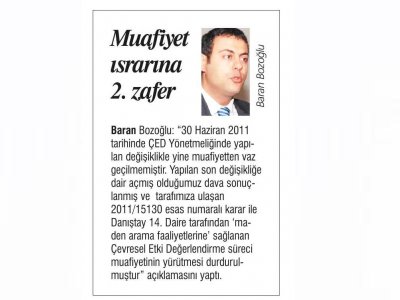 MUAFİYET ISRARINA 2. ZAFER(TÜRKİYE`DE YENİÇAĞ GAZETESİ)