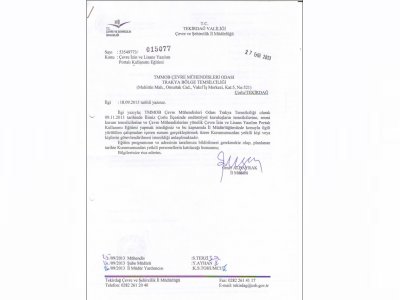 ÇEVRE İZİN LİSANSI VE YAZILIM PORTALI KULLANIMI EĞİTİMİ