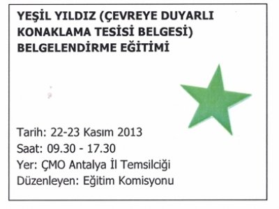 YEŞİL YILDIZÇEVREYE DUYARLI KONAKLAMA TESİSİ BELGESİ) BELGELENDİRME EĞİTİMİ