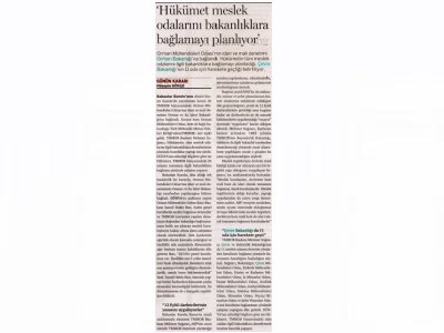 HÜKÜMET MESLEK ODALARINI BAKANLIKLARA BAĞLAMAYI PLANLIYORDÜNYA GAZETESİ) 