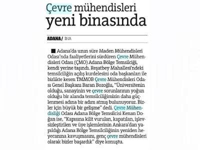 ÇEVRE MÜHENDİSLERİ YENİ BİNASINDATÜRKİYE GAZETESİ)

 
