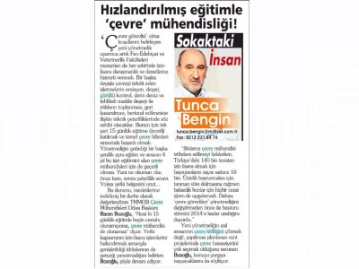 HIZLANDIRILMIŞ EĞİTİMLE `ÇEVRE` MÜHENDİSLİĞİ!MİLLİYET GAZETESİ)