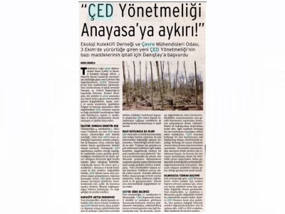 `ÇED YÖNETMELİĞİ ANAYASA`YA AYKIRI!`BİRGÜN GAZETESİ)