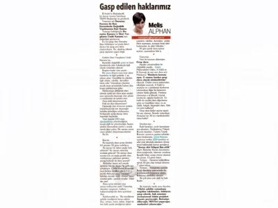 GASP EDİLEN HAKLARIMIZHÜRRİYET GAZETESİ)