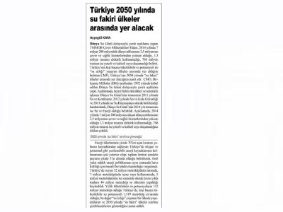 TÜRKİYE 2050 YILINDA SU FAKİRİ ÜLKELER ARASINDA YER ALACAKDİYARBAKIR ÖZGÜR HABER)