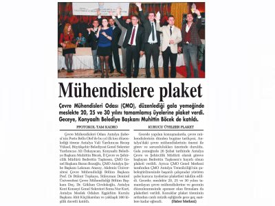 MÜHENDİSLERE PLAKET