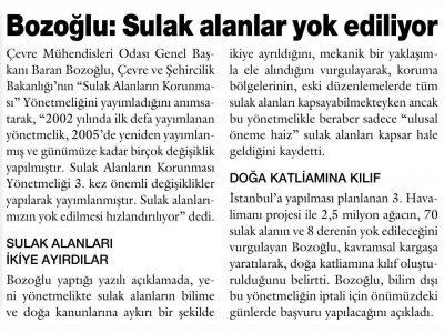 BOZOĞLU: SULAK ALANLAR YOK EDİLİYORSOL)