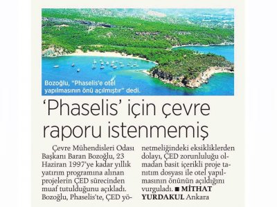 PHASELİS İÇİN ÇEVRE RAPORU İSTENMEMİŞMİLLİYET)