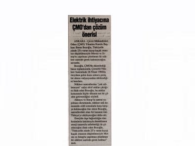 ELEKTRİK İHTİYACINA ÇMO`DAN ÇÖZÜM ÖNERİSİBİZİM ANADOLU)