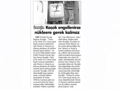 BOZOĞLU: KAÇAK ENGELLENİRSE NÜKLEERE GEREK KALMAZGÜNBOYU)