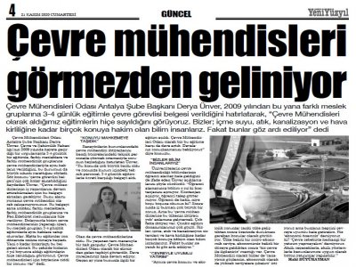 ŞUBE BAŞKANIMIZ DERYA ÜNVER ÇEVRE GÖREVLİSİ VE EĞİTİMLERİ HAKKINDA BASINA AÇIKLAMALARDA BULUNDU