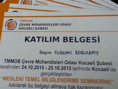 ÇMO KOCAELİ ŞUBE TARAFINDAN GELENEKSEL HALE GETİRİLEN "MESLEKİ TEMEL BİLGİLENDİRME SEMİNERİ" BU YIL 24-25 EKİM 2015 TARİHLERİNDE GERÇEKLEŞTİRİLDİ.