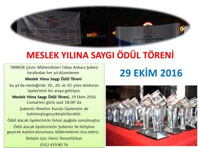 MESLEK YILINA SAYGI ÖDÜL TÖRENİ2016